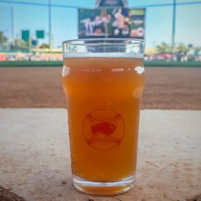 Beer on the home plate of a baseball field