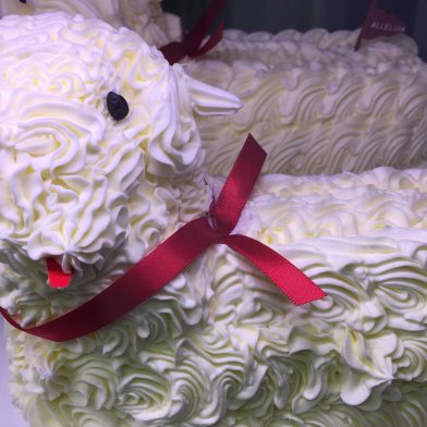 A butter lamb sitting at Broadway Market, a popular place to get a butter lamb.