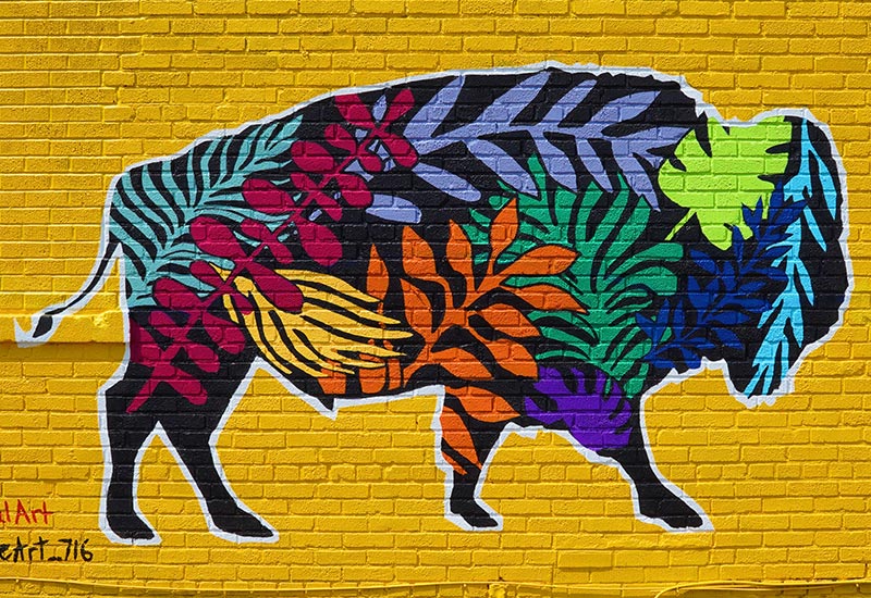 Mural of a buffalo in Buffalo, NY