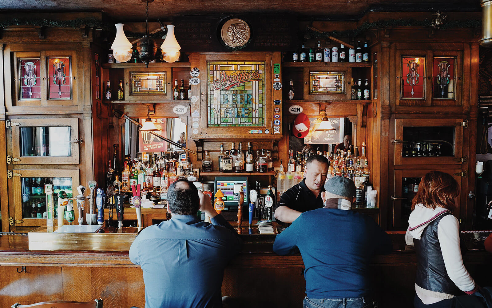 Interior shot of the bar counter at Ulrich’s 1868 Tavern, Buffalo, NY’s oldest bar